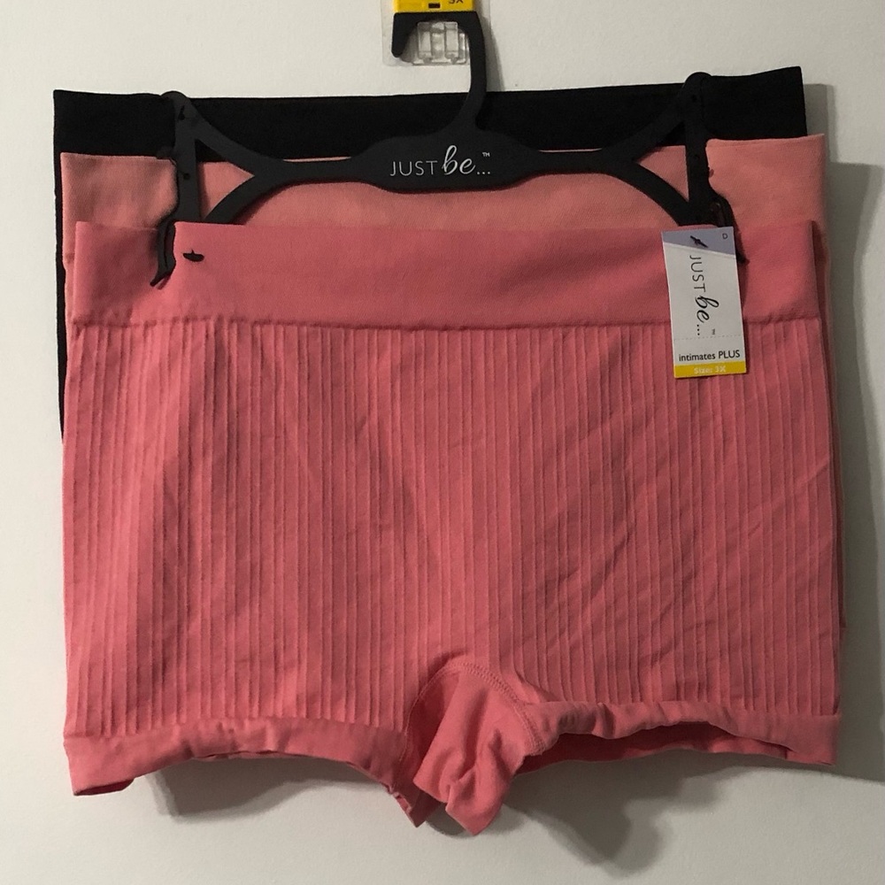 just be Ribbed Seamless Boyshorts - Coral black peach. 3X plus